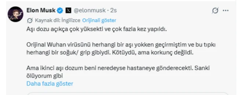 Covid Aşısı Tartışmaları Yeniden Gündemde: Elon Musk’ın Deneyimi Tepki Çekti