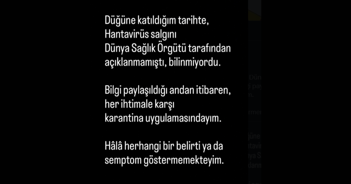 Ruhi Çenet’ten Hantavirüs İddialarına Yanıt: “Karantina Uygulamasındayım”