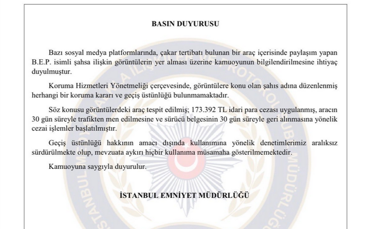 İstanbul Emniyeti'nden 