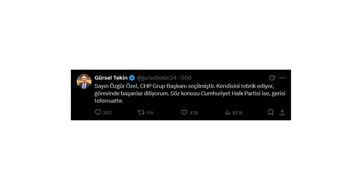 Gürsel Tekin’den Özgür Özel Mesajı: “Kılıçdaroğlu ve Özel Birlikte Çalışacak”