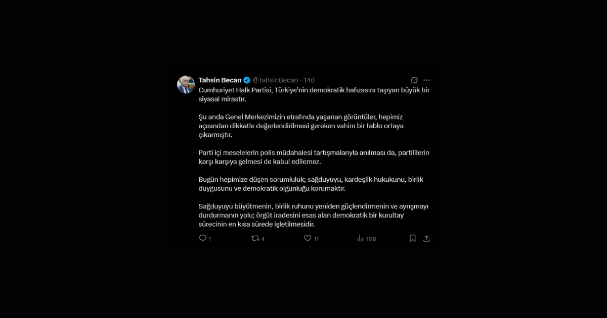 Yalova Milletvekili Tahsin Becan'dan CHP'deki Gerilime Sert Tepki