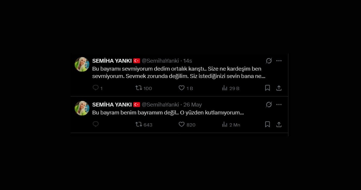 Semiha Yankı'dan Kurban Bayramı Çıkışı: 