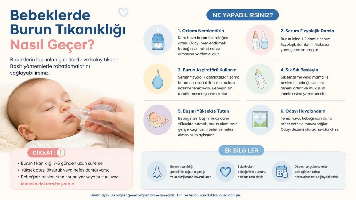 Bebeklerde Burun Tıkanıklığı Nasıl Geçer? Evde Uygulanabilecek En Etkili Yöntemler